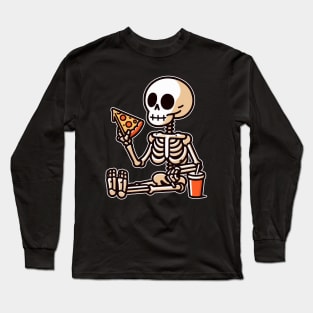 skeleton eat pizza Long Sleeve T-Shirt